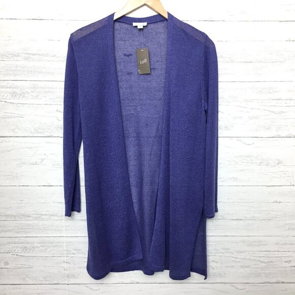 NEW J. Jill Women's Purple Cardigan Linen Blend Long Sleeve Open Front size PS - Picture 1 of 10
